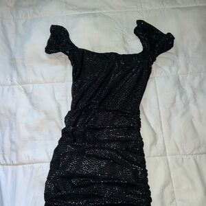 Lucy in the Sky Black Mini Dress with Silver Accents